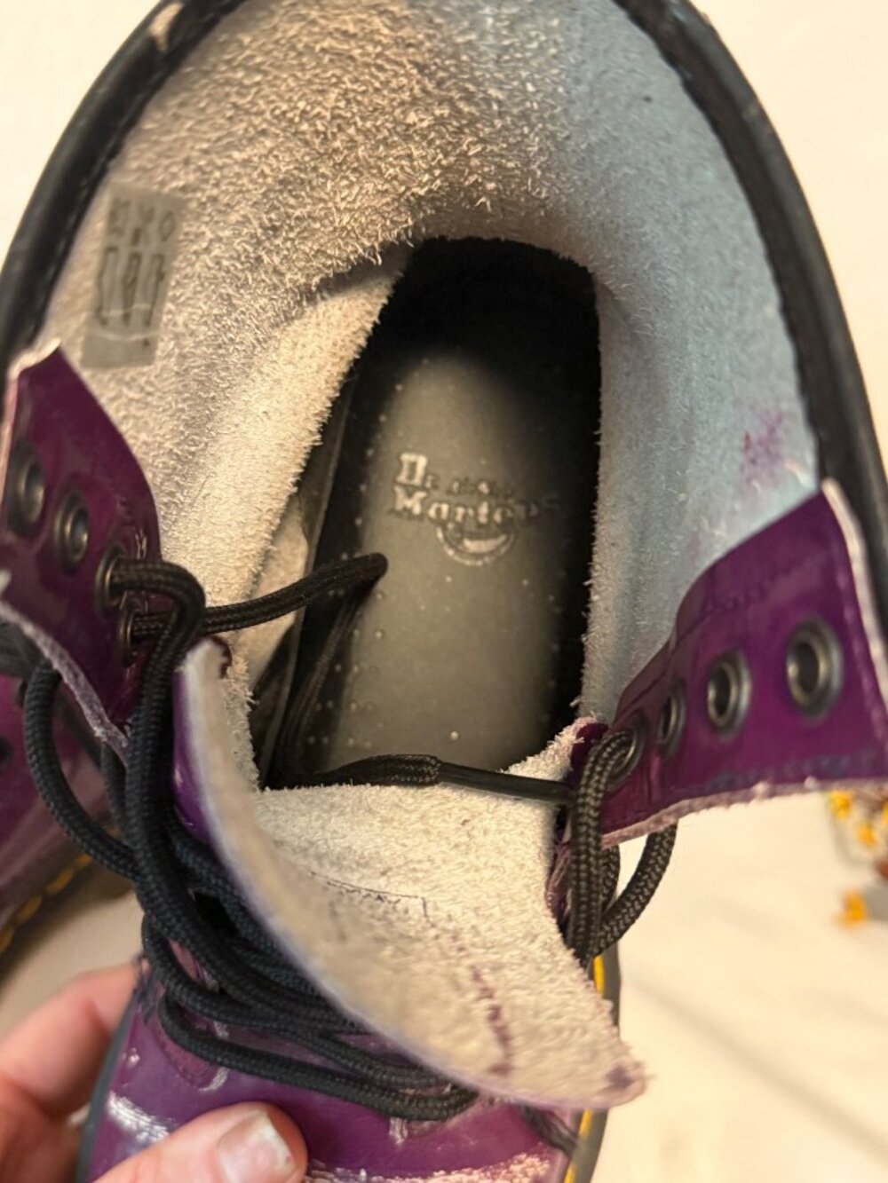 Dr. Martens Purple Patent Combat Boots Womens Size 5 Lace-Up Leather Durable Sol - Picture 2 of 8